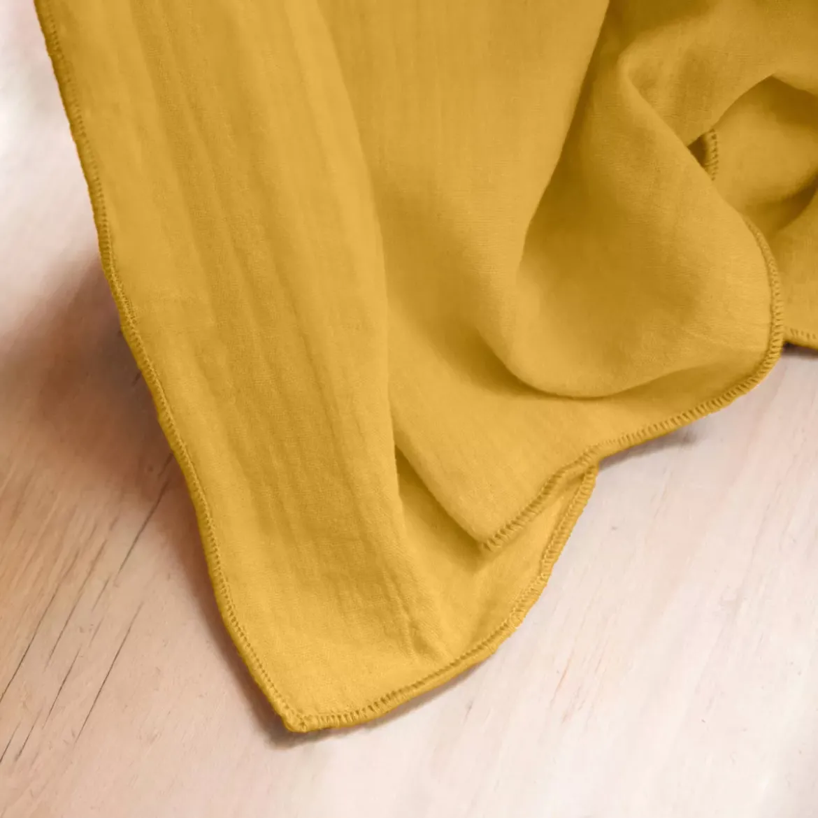 Tovaglia rettangolare garza di cotone (L250 cm) Gaïa Giallo zafferano