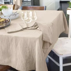 Tovaglia rettangolare garza di cotone (L250 cm) Gaïa Beige pampa