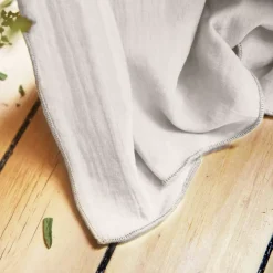 Tovaglia rettangolare garza di cotone (L350 cm) Gaïa Grigio nuvola
