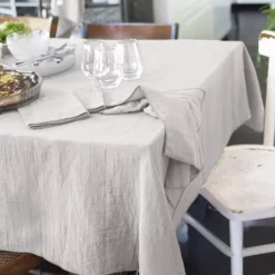 Tovaglia rettangolare garza di cotone (L350 cm) Gaïa Grigio nuvola