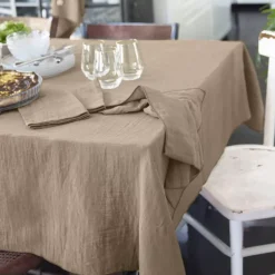 Tovaglia rettangolare garza di cotone (150 x 350 cm) Gaïa Marrone corda