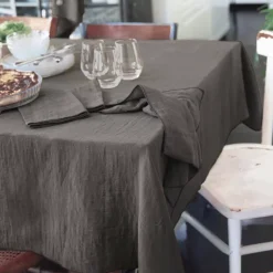 Tovaglia rettangolare garza di cotone (L350 cm) Gaïa Grigio granito