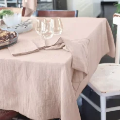 Tovaglia rettangolare garza di cotone (L350 cm) Gaïa Rosa cipria