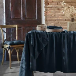 Tovaglia rettangolare garza di cotone (L250 cm) Gaïa Blu notte
