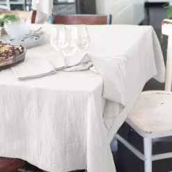 Tovaglia rettangolare garza di cotone (L250 cm) Gaïa Bianco chantilly
