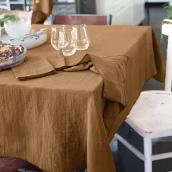 Tovaglia rettangolare garza di cotone (L350 cm) Gaïa Camel