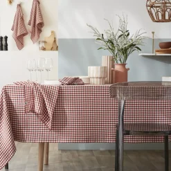 Tovaglia rettangolare in doppia garza di cotone (150 x 250 cm) Gaïa vichy Terracotta