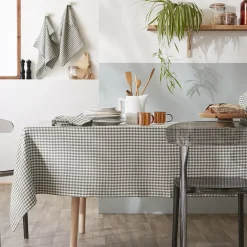 Tovaglia rettangolare in doppia garza di cotone (150 x 350 cm) Gaïa vichy Verde rosmarino