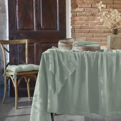 Tovaglia rettangolare in garza di cotone (150 x 350 cm) Gaïa Verde eucalipto