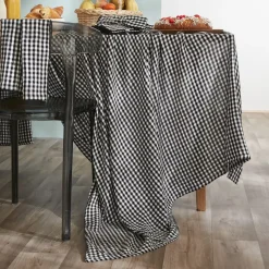 Tovaglia rettangolare in garza di cotone (150 x 250 cm) Gaïa vichy Nera