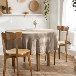 Tovaglia rotonda garza di cotone (180 cm) Gaïa Marrone corda