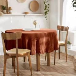 Tovaglia rotonda in garza di cotone (180 cm) Gaïa Terracotta