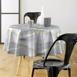Tovaglia rotonda in PVC rivestito (160 cm) Marbrelle Grigia