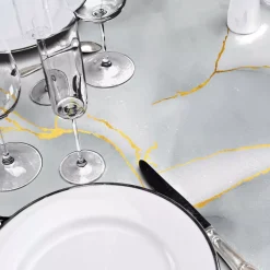 Tovaglia rotonda in PVC rivestito (160 cm) Marbrelle Grigia