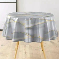 Tovaglia rotonda in PVC rivestito (160 cm) Marbrelle Grigia