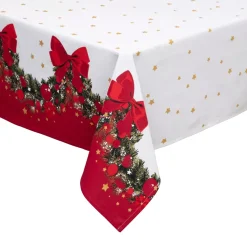 Tovaglia di Natale rettangolare in cotone (140 x 240 cm) Ghirlanda Festiva