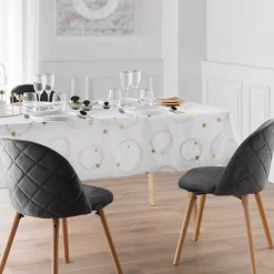 Tovaglia di Natale rettangolare anti macchia (150 x 300 cm) Stella Bianco e dorato