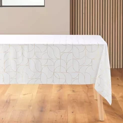 Tovaglia di Natale rettangolare anti macchia (140 x 240 cm) Louxor Bianco e dorato