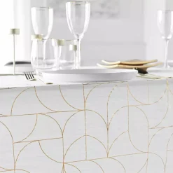 Tovaglia di Natale rettangolare anti macchia (140 x 240 cm) Louxor Bianco e dorato