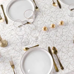 Tovaglia di Natale rettangolare anti macchia (140 x 240 cm) Mikado Bianco e dorato