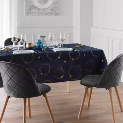 Tovaglia di Natale rettangolare anti macchia (150 x 240 cm) Star Blu navy e dorato