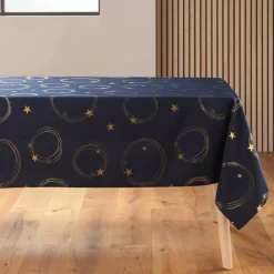 Tovaglia di Natale rettangolare anti macchia (150 x 240 cm) Star Blu navy e dorato