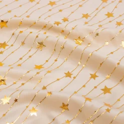 Tovaglia natalizia rettangolare (140 x 240 cm) Pioggia di stelle Avorio e oro