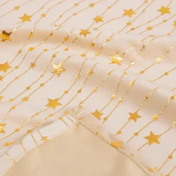 Tovaglia natalizia rettangolare (140 x 240 cm) Pioggia di stelle Avorio e oro