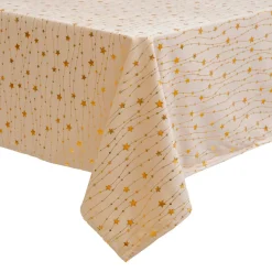 Tovaglia natalizia rettangolare (140 x 240 cm) Pioggia di stelle Avorio e oro