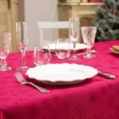 Tovaglia natalizia rettangolare (140 x 300 cm) Fiocco d'inverno Rosso