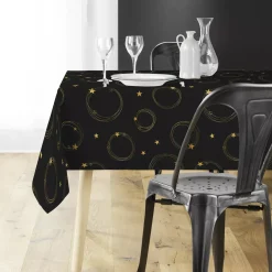 Tovaglia natalizia rettangolare (150 x 300 cm) Star Nero e oro