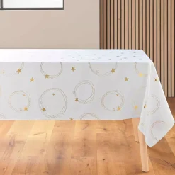 Tovaglia natalizia rettangolare anti macchia (150 x 240 cm) Star Bianco e dorato