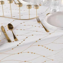 Tovaglia natalizia rettangolare anti macchia (140 x 240 cm) Firmament Bianco e dorato