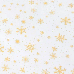 Tovaglia natalizia rettangolare (140 x 240 cm) Fiocco di Neve Bianco e oro