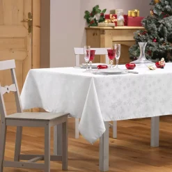 Tovaglia natalizia rettangolare (140 x 300 cm) Fiocco di neve Bianco