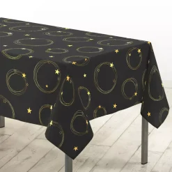 Tovaglia natalizia rettangolare (150 x 240 cm) Star Nero e Oro