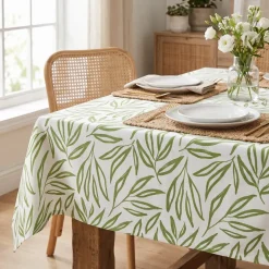 Tovaglia rettangolare cotone antimacchia (150 x 250 cm) Galice Verde eucalipto