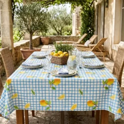 Tovaglia rettangolare cotone antimacchia (150 x 350 cm) Menton Blu