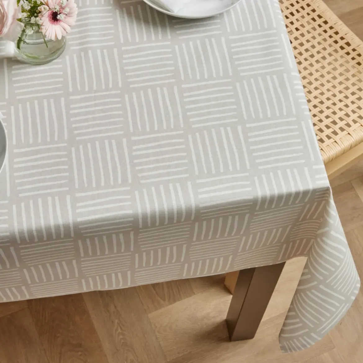 Tovaglia rettangolare cotone antimacchia (150 x 350 cm) Paolo Beige