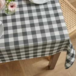 Tovaglia rettangolare cotone antimacchia (150 x 350 cm) Vichy Nera