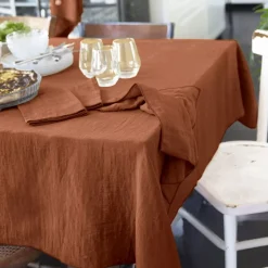 Tovaglia rettangolare garza di cotone (L250 cm) Gaïa Terracotta