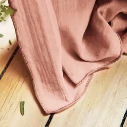 Tovaglia rettangolare garza di cotone (L350 cm) Gaïa Rosa pesca