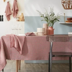 Tovaglia rettangolare in doppia garza di cotone (150 x 350 cm) Gaïa vichy Terracotta
