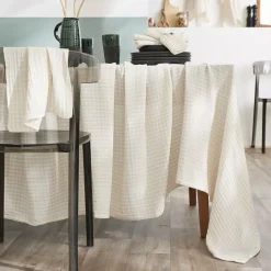 Tovaglia rettangolare in garza di cotone (150 x 250 cm) Gaïa vichy Beige