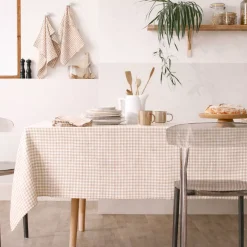 Tovaglia rettangolare in garza di cotone (150 x 250 cm) Gaïa vichy Corda