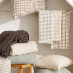 Tovaglia rettangolare in garza di cotone (150 x 350 cm) Gaïa vichy Corda