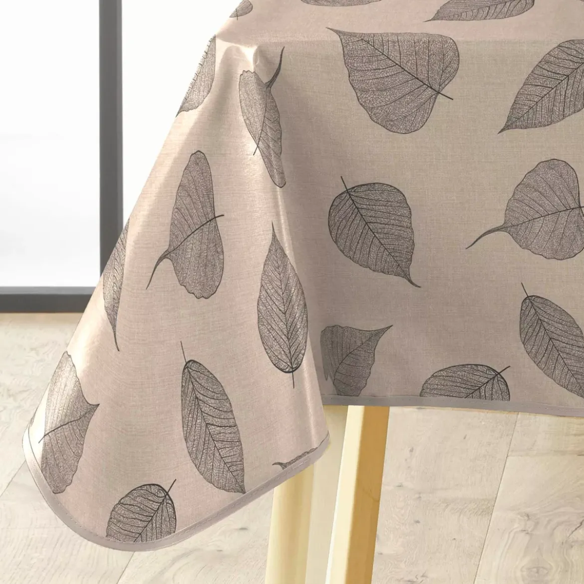 Tovaglia rettangolare in PVC rivestito (140 x 240 cm) Feuillys Beige