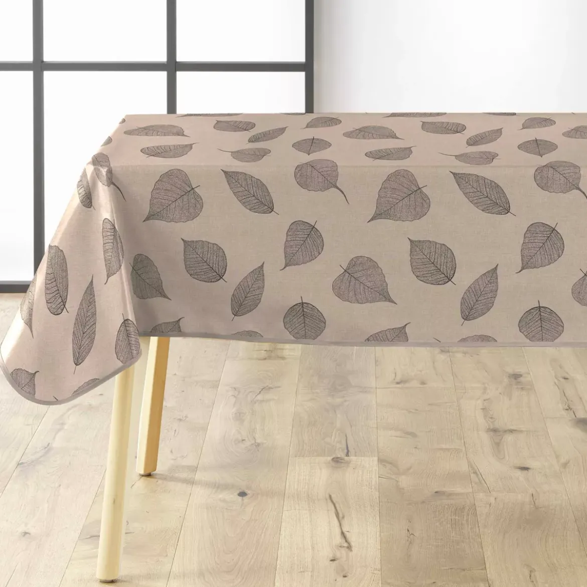Tovaglia rettangolare in PVC rivestito (140 x 240 cm) Feuillys Beige