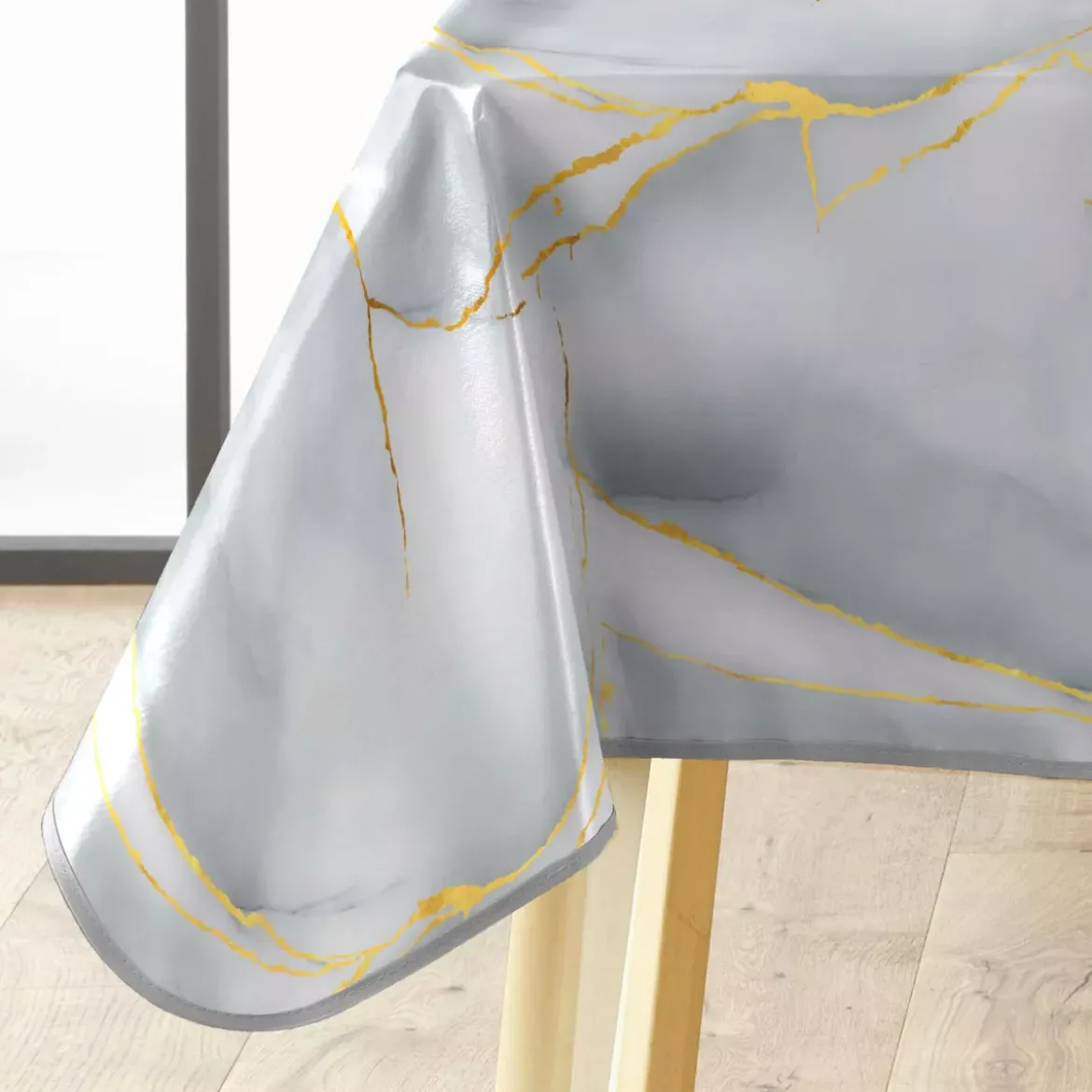 Tovaglia rettangolare in PVC rivestito (140 x 240 cm) Marbrelle Grigia