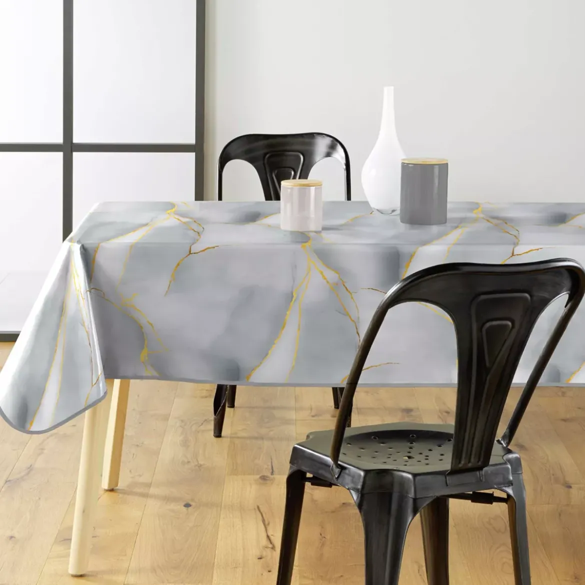 Tovaglia rettangolare in PVC rivestito (140 x 240 cm) Marbrelle Grigia
